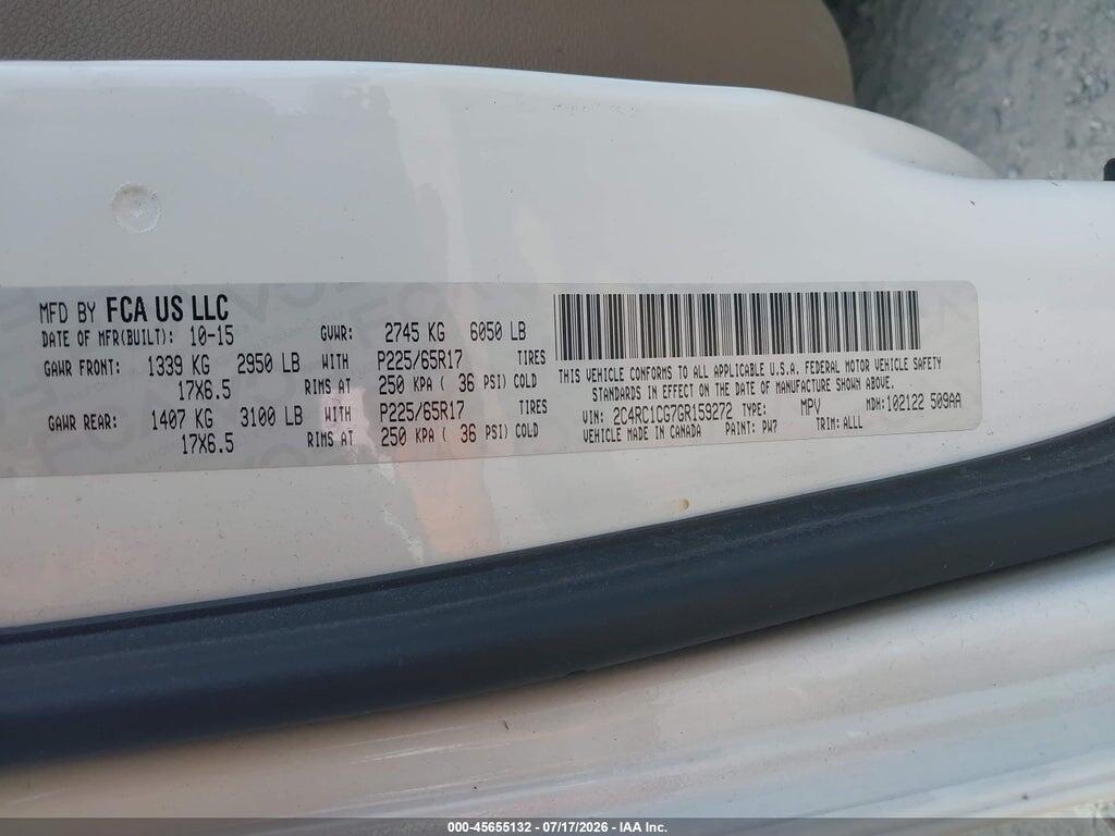 2C4RC1CG7GR159272 2016 CHRYSLER TOWN & COUNTRY photo no. 9