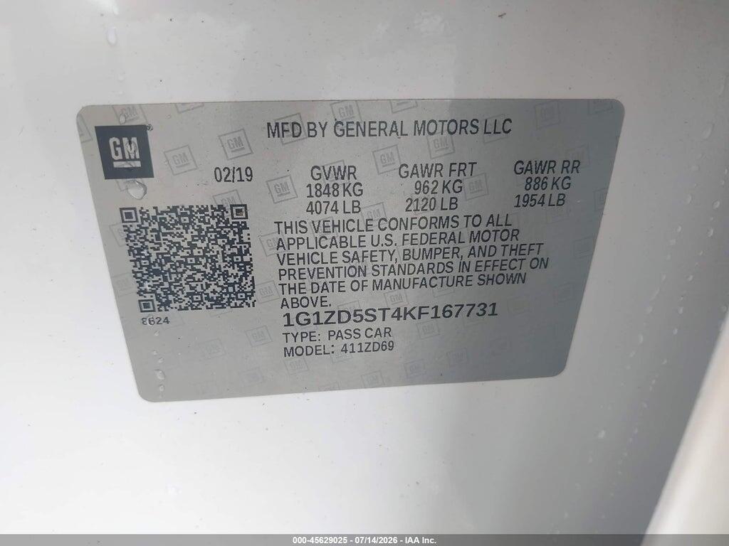 1G1ZD5ST4KF167731 2019 CHEVROLET MALIBU photo no. 9