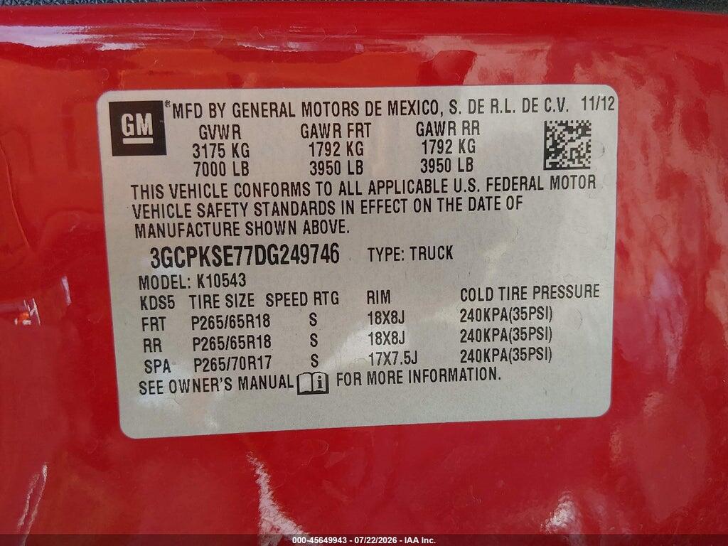 3GCPKSE77DG249746 2013 CHEVROLET SILVERADO 1500 photo no. 9