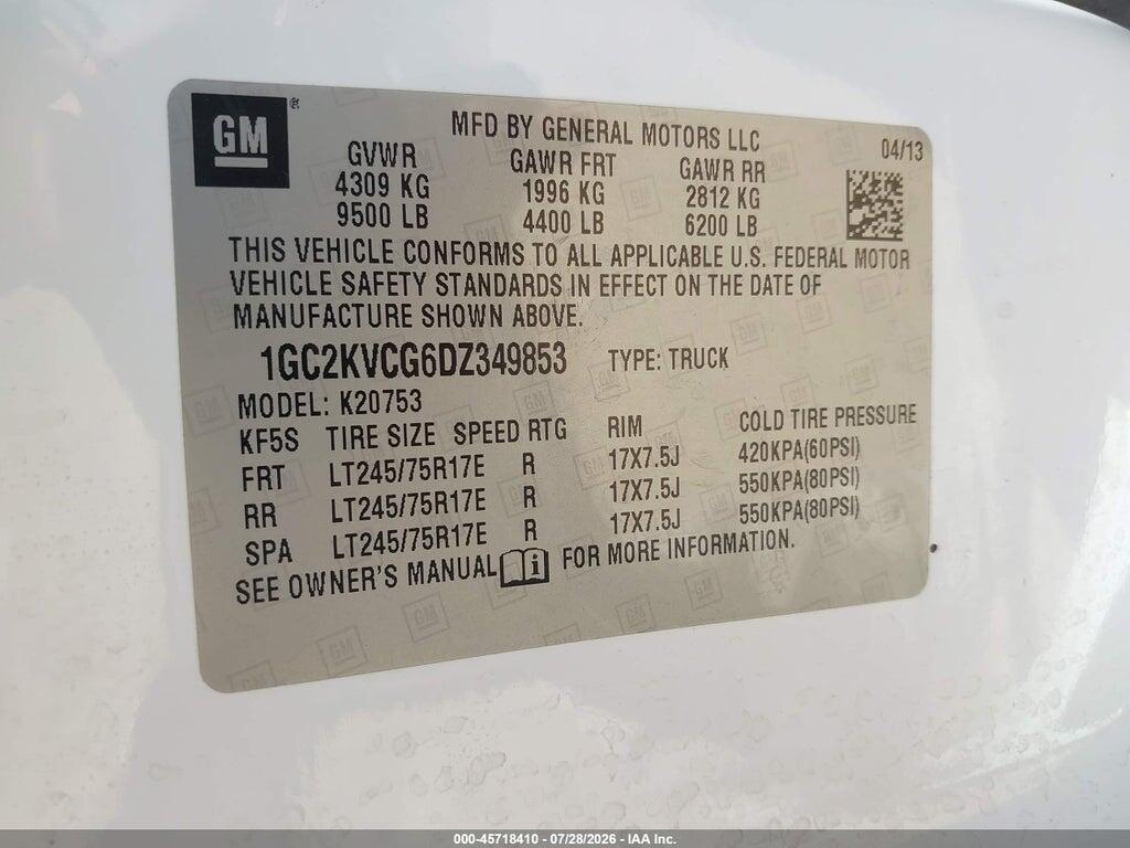1GC2KVCG6DZ349853 2013 CHEVROLET SILVERADO 2500HD photo no. 9