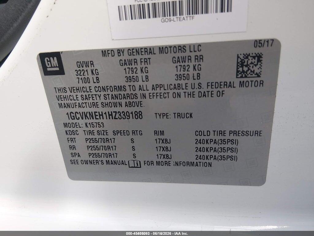 1GCVKNEH1HZ339188 2017 CHEVROLET SILVERADO 1500 photo no. 9