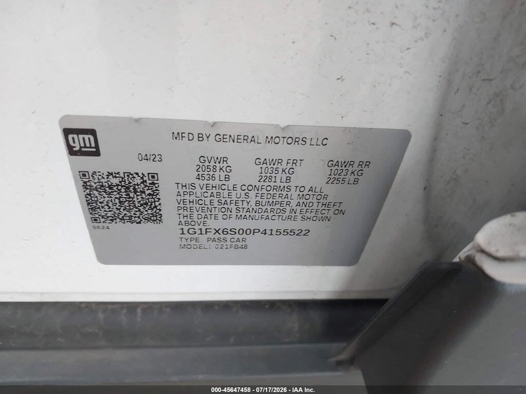 1G1FX6S00P4155522 2023 CHEVROLET BOLT EV photo no. 9