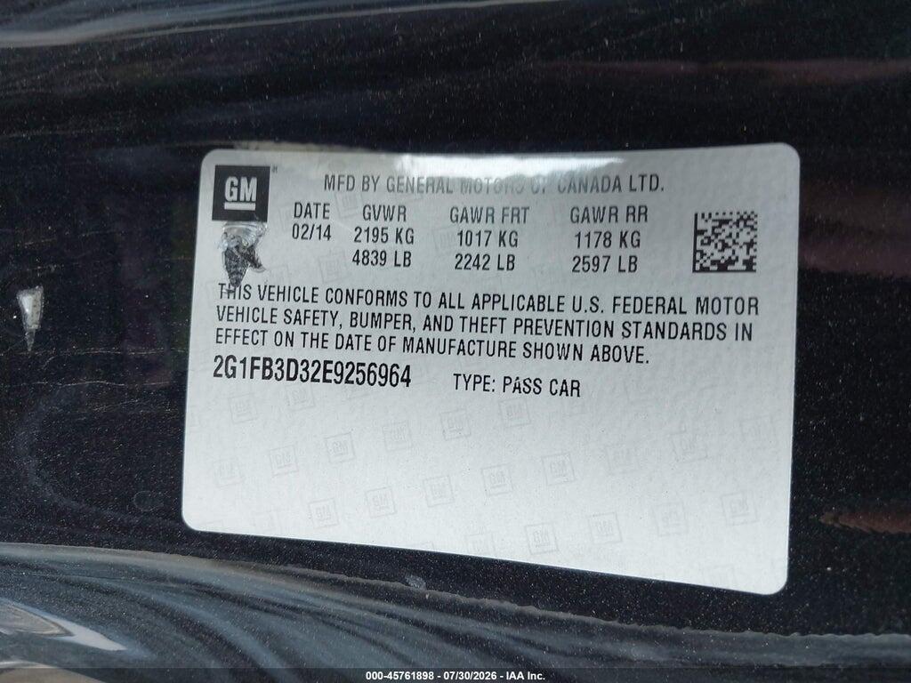 2G1FB3D32E9256964 2014 CHEVROLET CAMARO photo no. 9