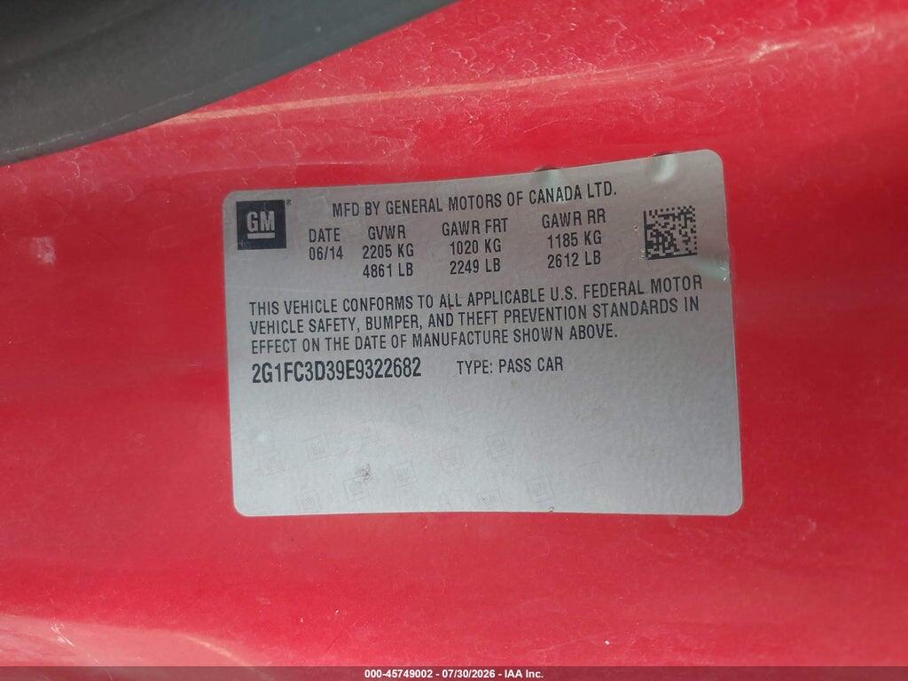 2G1FC3D39E9322682 2014 CHEVROLET CAMARO photo no. 9