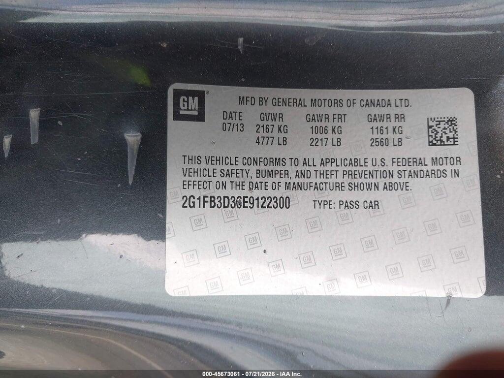 2G1FB3D36E9122300 2014 CHEVROLET CAMARO photo no. 9