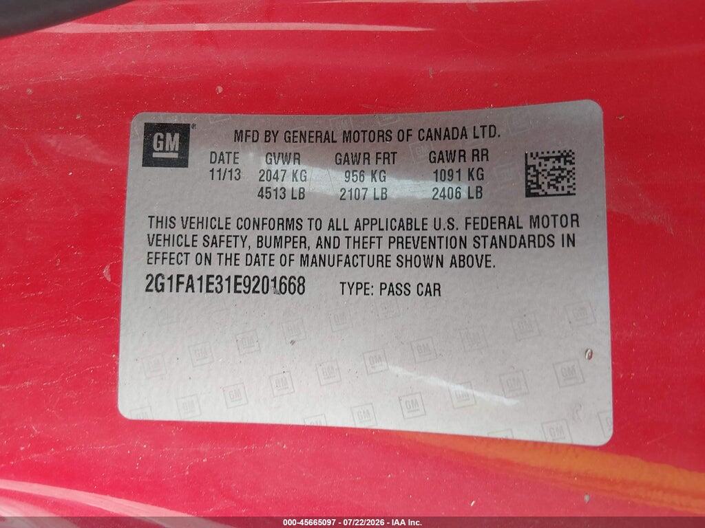 2G1FA1E31E9201668 2014 CHEVROLET CAMARO photo no. 9