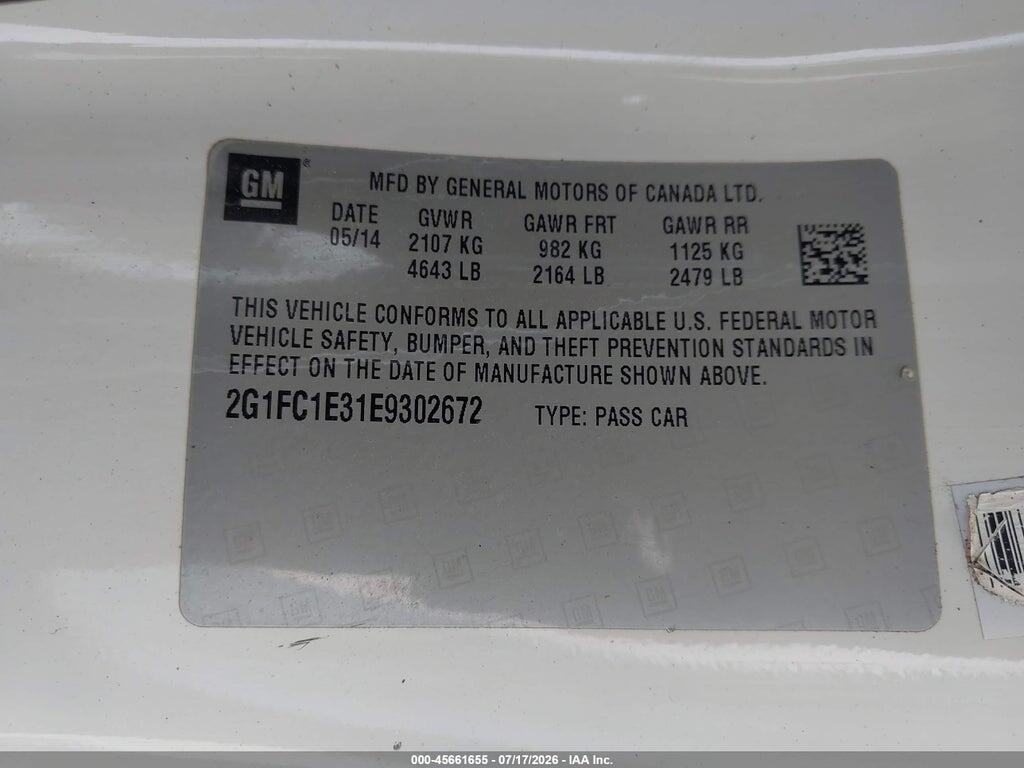 2G1FC1E31E9302672 2014 CHEVROLET CAMARO photo no. 9