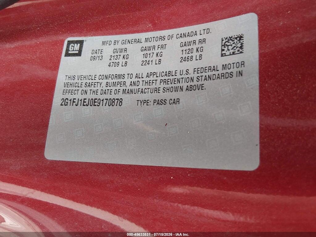 2G1FJ1EJ0E9170878 2014 CHEVROLET CAMARO photo no. 9