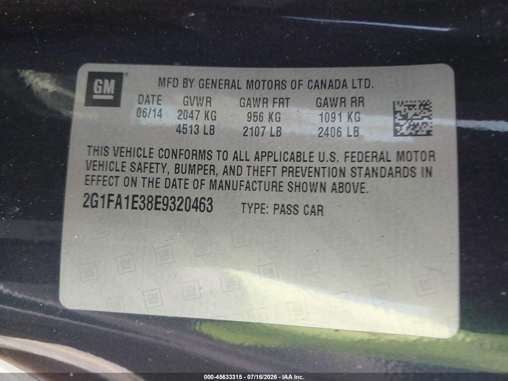 2G1FA1E38E9320463 2014 CHEVROLET CAMARO photo no. 9