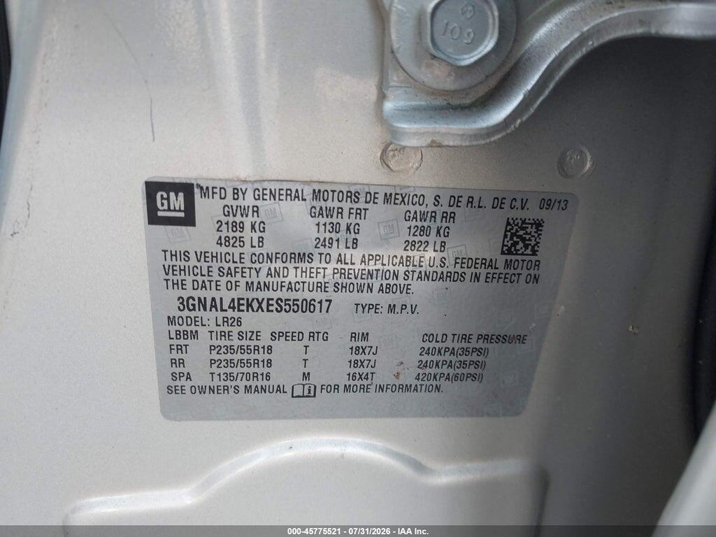 3GNAL4EKXES550617 2014 CHEVROLET CAPTIVA SPORT photo no. 9