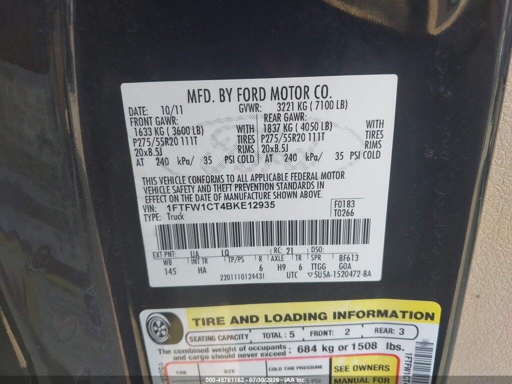 1FTFW1CT4BKE12935 2011 FORD F-150 photo no. 9