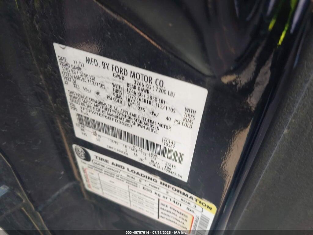 1FTFW1EF6BFD35257 2011 FORD F-150 photo no. 9
