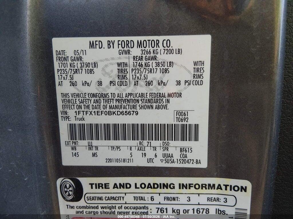1FTFX1EF0BKD65679 2011 FORD F-150 photo no. 9
