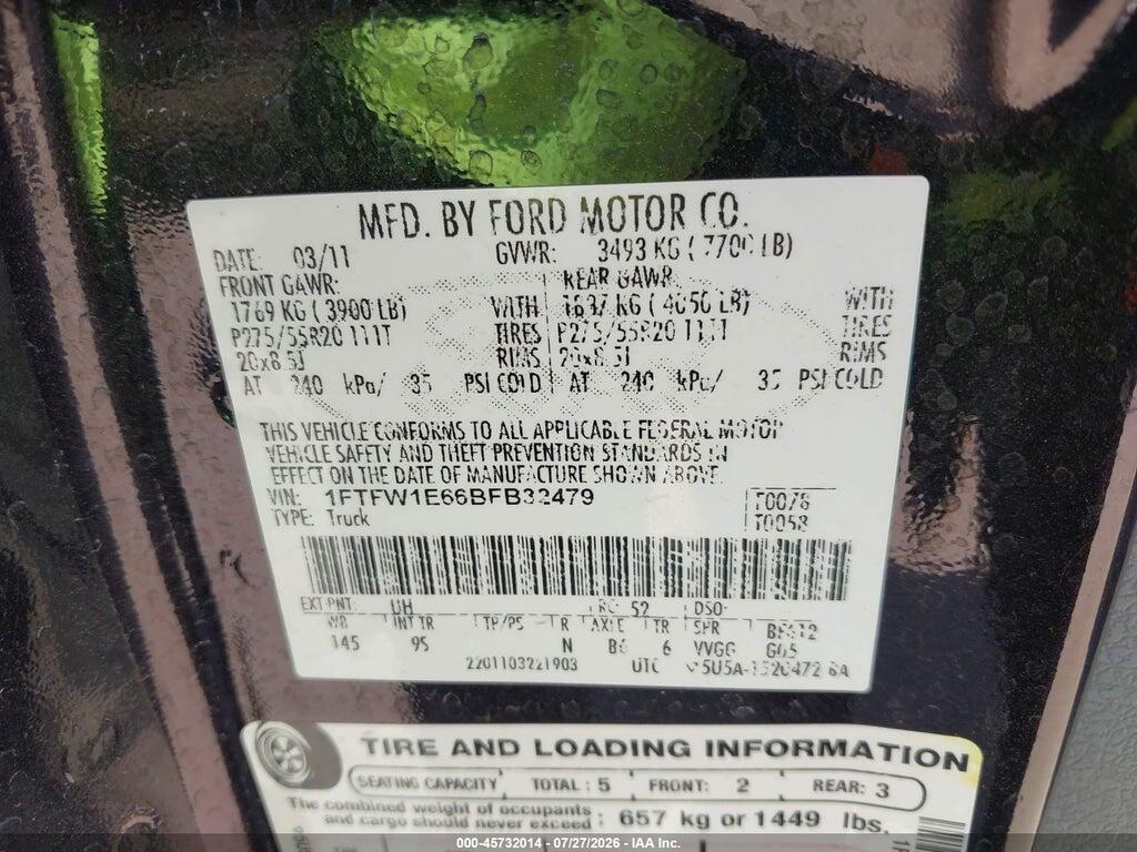1FTFW1E66BFB32479 2011 FORD F-150 photo no. 9