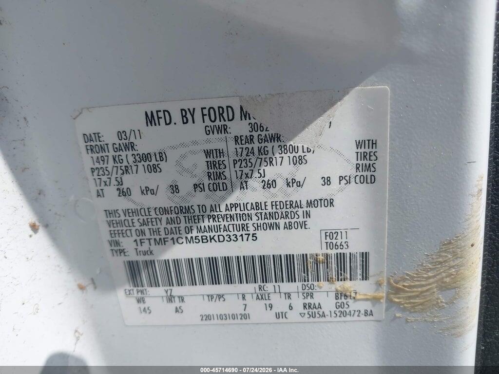 1FTMF1CM5BKD33175 2011 FORD F-150 photo no. 9
