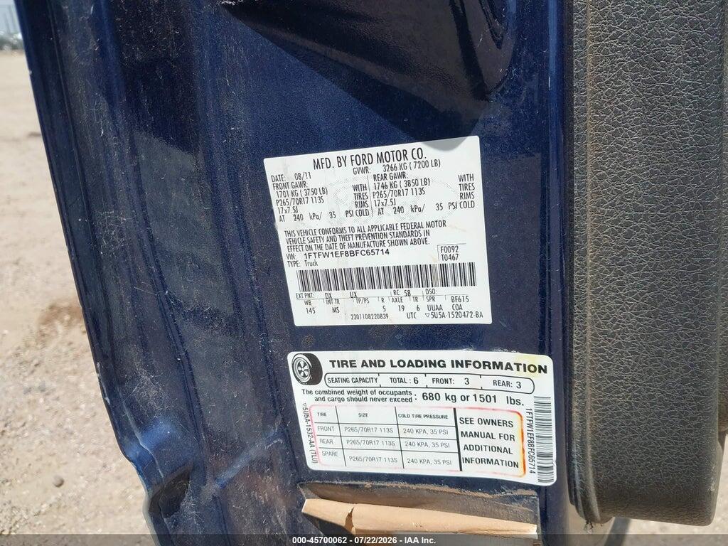 1FTFW1EF8BFC65714 2011 FORD F-150 photo no. 9