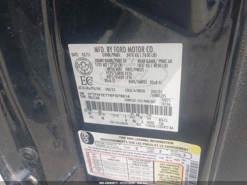1FTFW1ET7BFB78814 2011 FORD F-150 photo no. 9