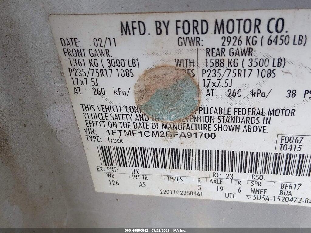 1FTMF1CM2BFA91700 2011 FORD F-150 photo no. 9