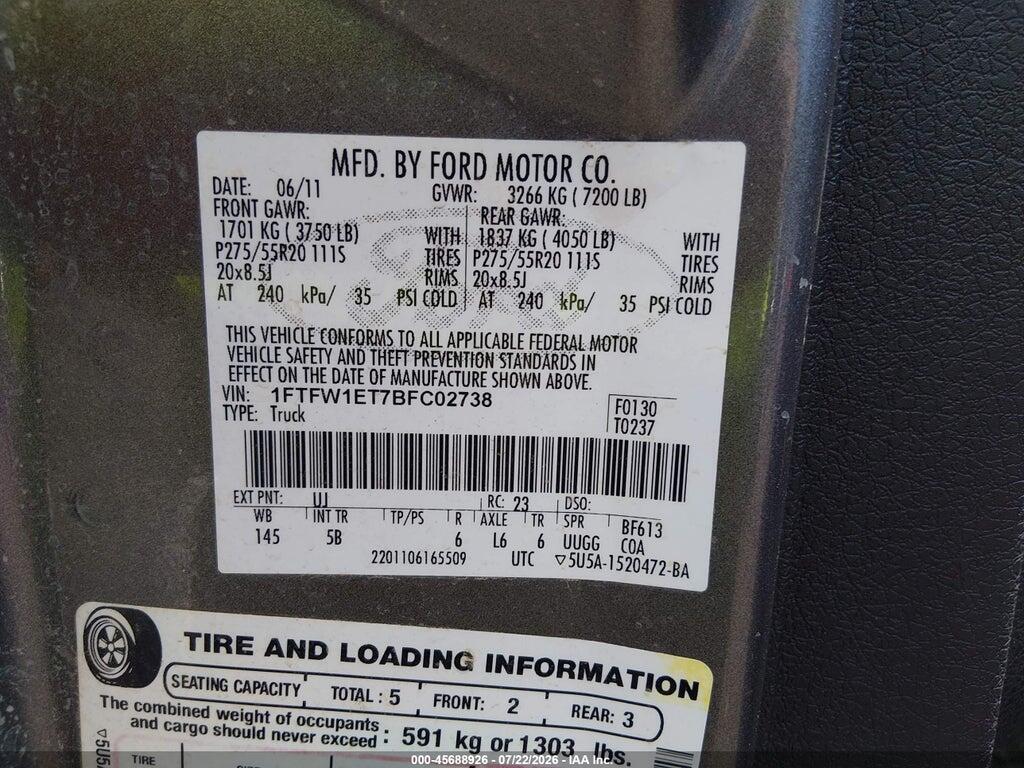 1FTFW1ET7BFC02738 2011 FORD F-150 photo no. 9