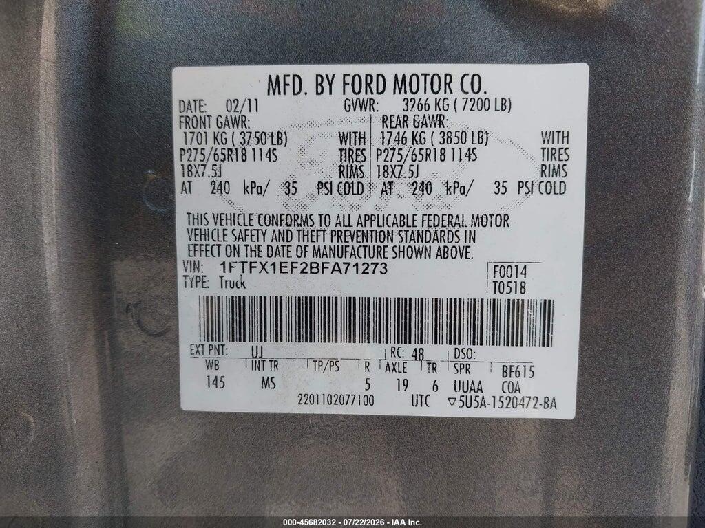 1FTFX1EF2BFA71273 2011 FORD F-150 photo no. 9