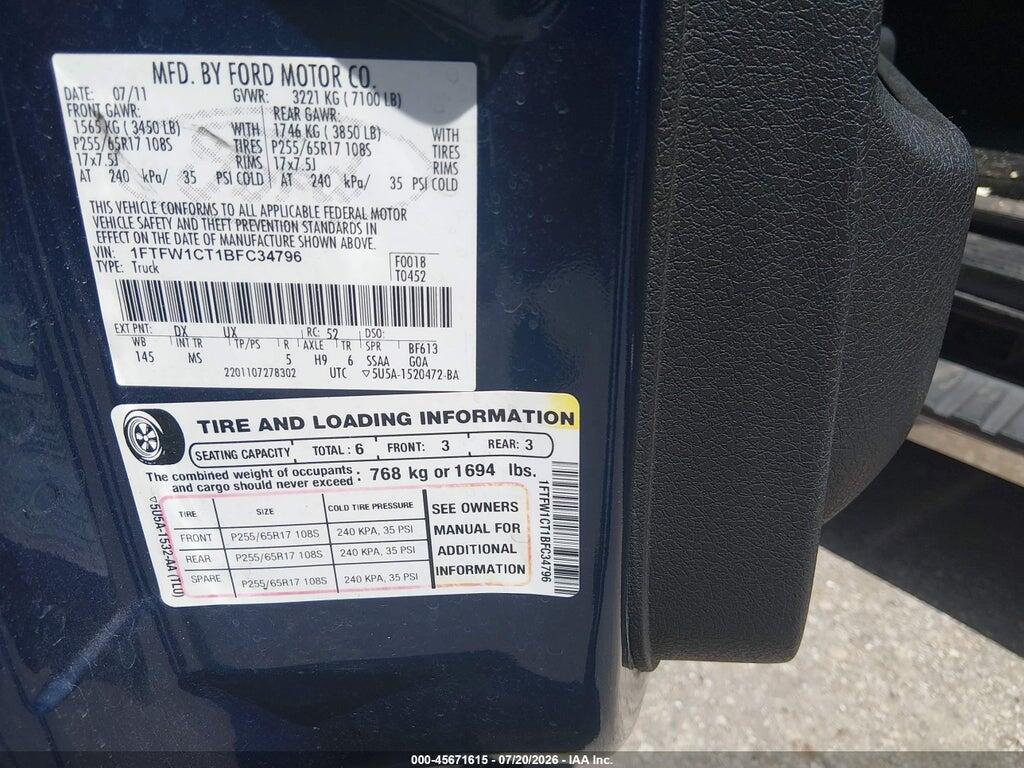 1FTFW1CT1BFC34796 2011 FORD F-150 photo no. 9