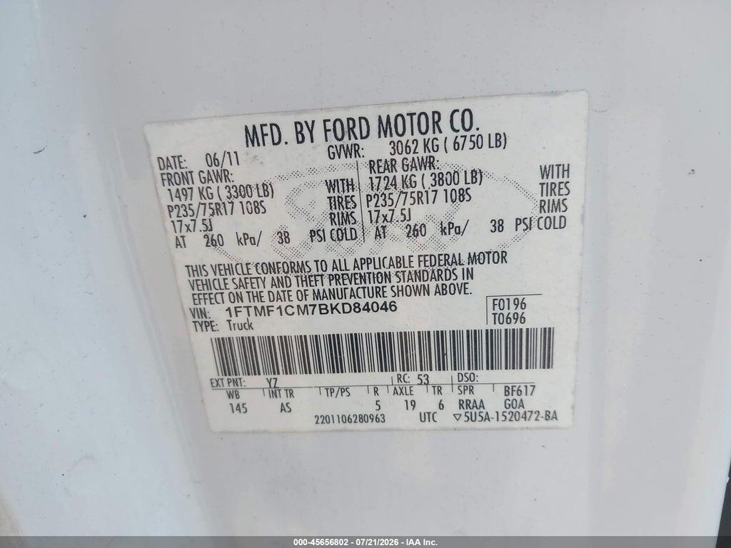1FTMF1CM7BKD84046 2011 FORD F-150 photo no. 9