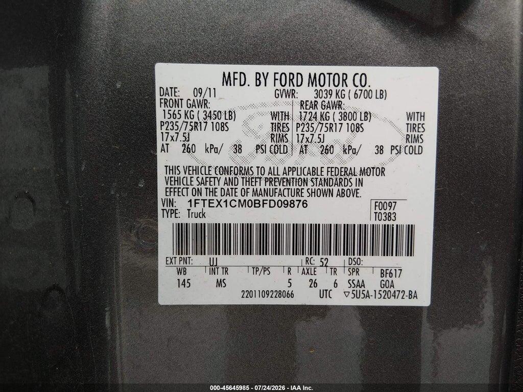 1FTEX1CM0BFD09876 2011 FORD F-150 photo no. 9