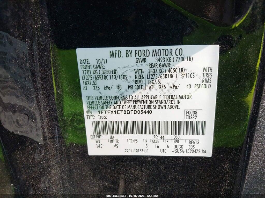 1FTFX1ET8BFD05440 2011 FORD F-150 photo no. 9