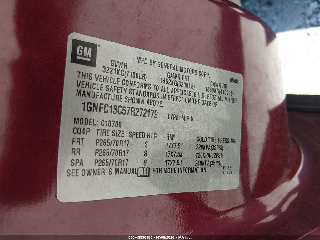 1GNFC13C57R272179 2007 CHEVROLET TAHOE photo no. 9