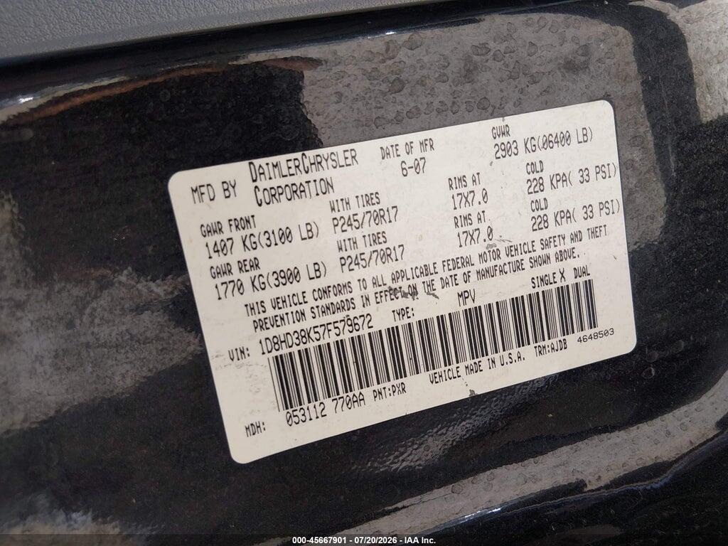 1D8HD38K57F579672 2007 DODGE DURANGO photo no. 9