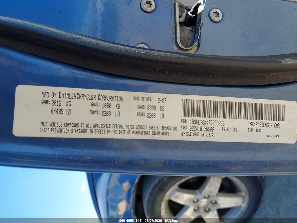 1B3HE78K47D283266 2007 DODGE CALIBER photo no. 9