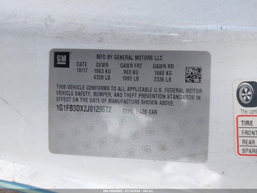 1G1FB3DX2J0129672 2018 CHEVROLET CAMARO photo no. 9