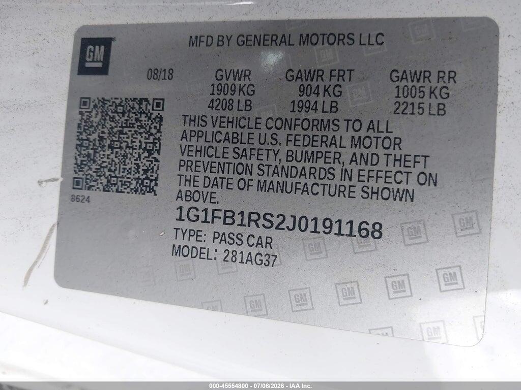 1G1FB1RS2J0191168 2018 CHEVROLET CAMARO photo no. 9
