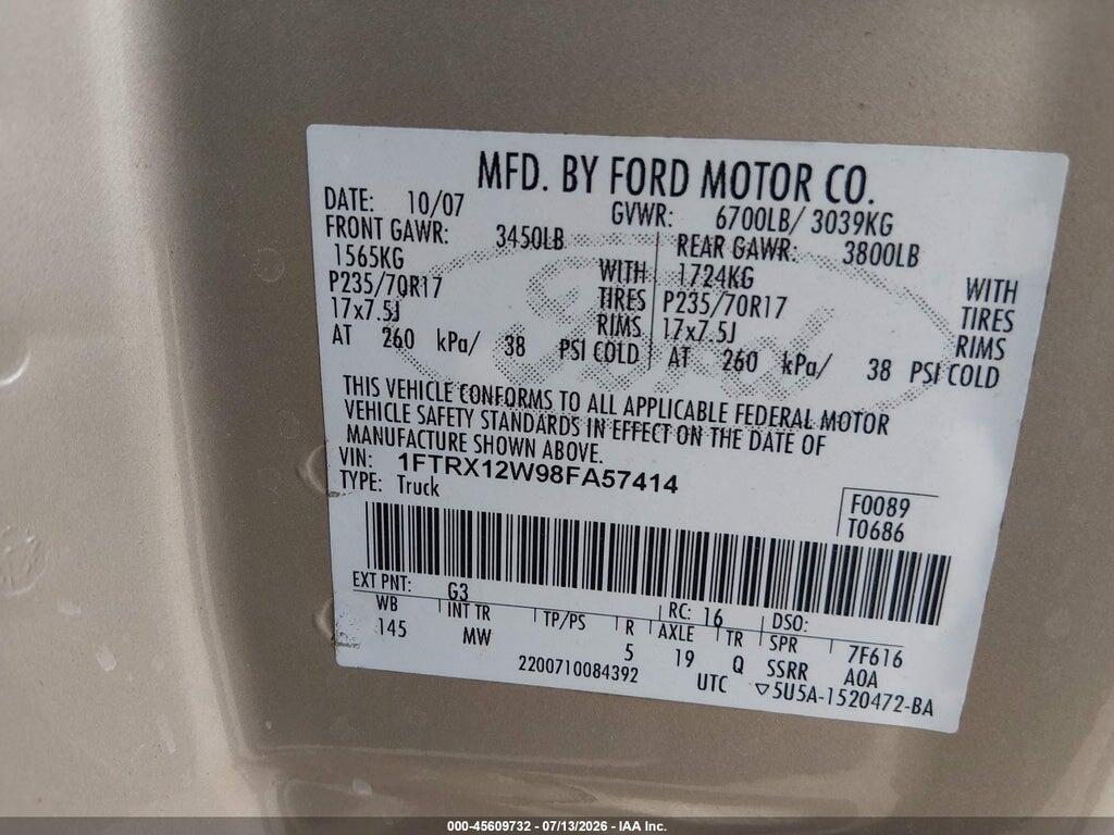 1FTRX12W98FA57414 2008 FORD F-150 photo no. 9