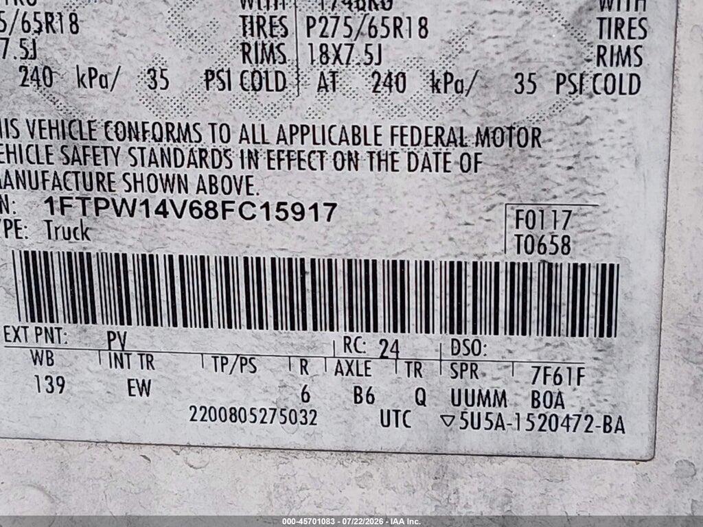 1FTPW14V68FC15917 2008 FORD F-150 photo no. 9