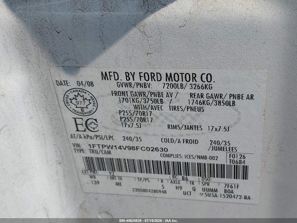1FTPW14V98FC02630 2008 FORD F-150 photo no. 9