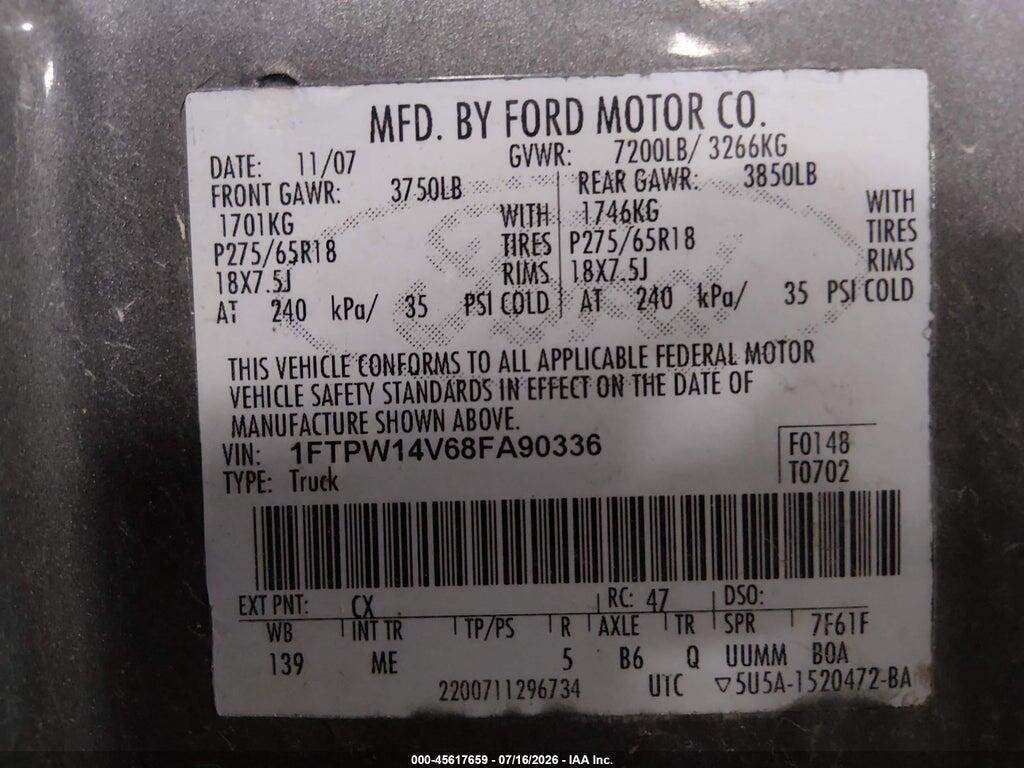 1FTPW14V68FA90336 2008 FORD F-150 photo no. 9