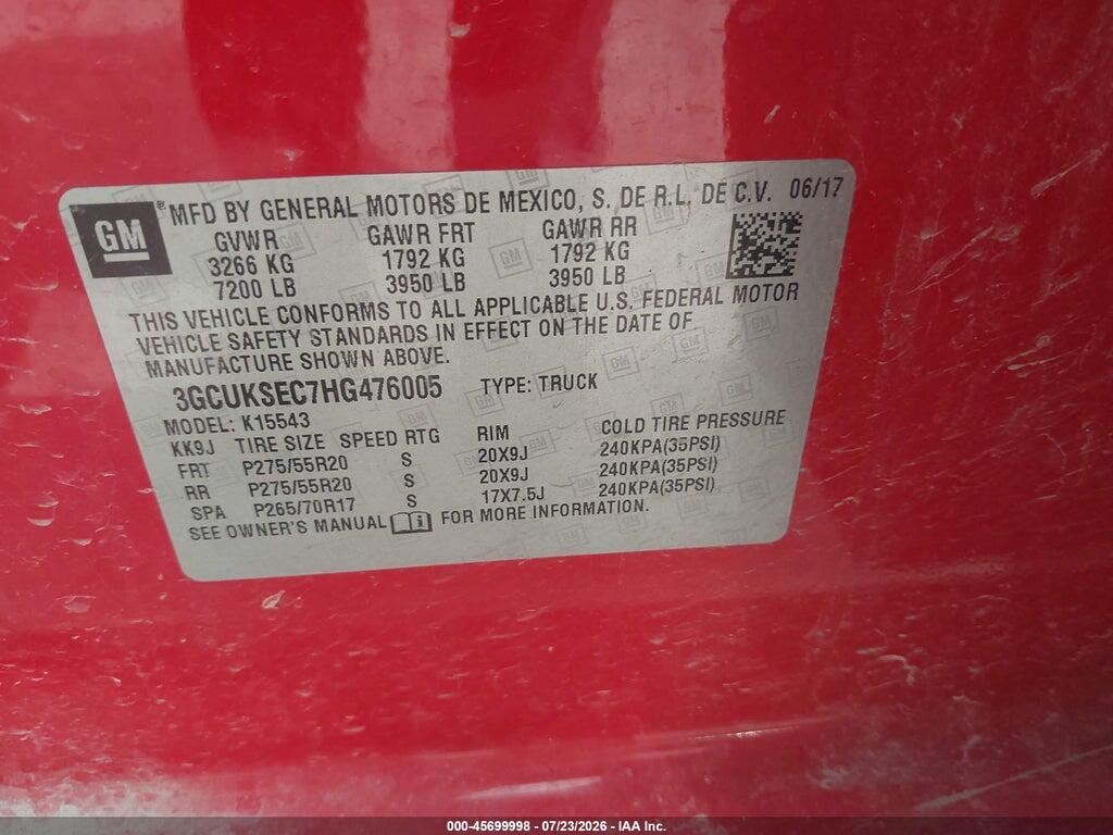 3GCUKSEC7HG476005 2017 CHEVROLET SILVERADO 1500 photo no. 9