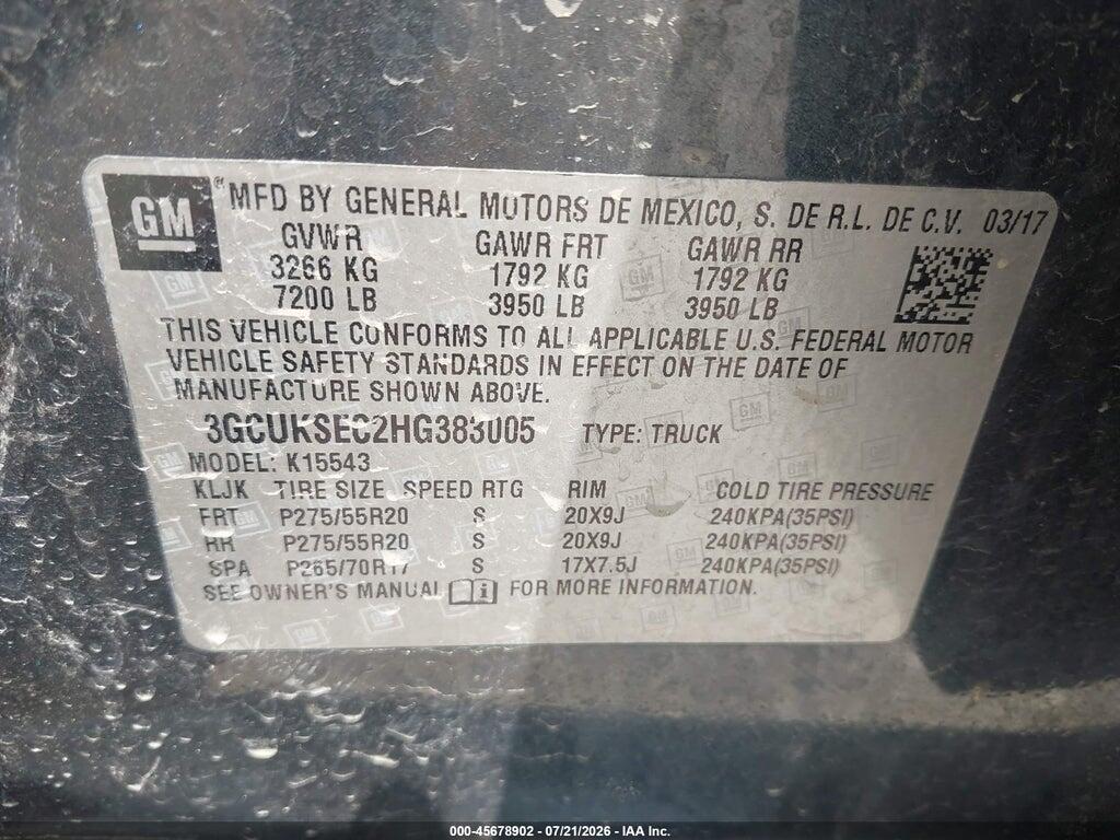3GCUKSEC2HG383005 2017 CHEVROLET SILVERADO 1500 photo no. 9