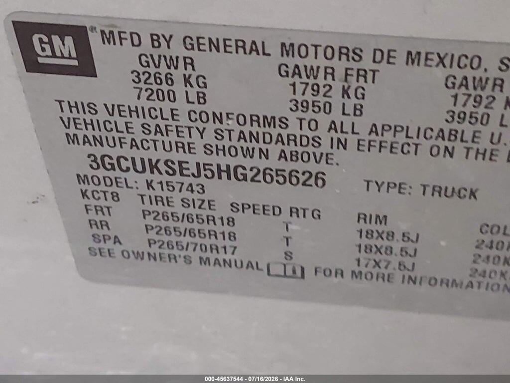 3GCUKSEJ5HG265626 2017 CHEVROLET SILVERADO 1500 photo no. 9