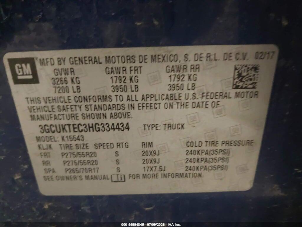 3GCUKTEC3HG334434 2017 CHEVROLET SILVERADO 1500 photo no. 9