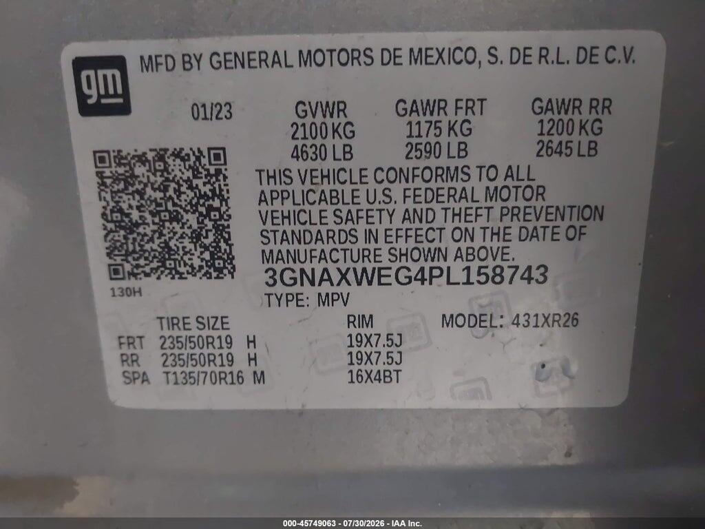 3GNAXWEG4PL158743 2023 CHEVROLET EQUINOX photo no. 9