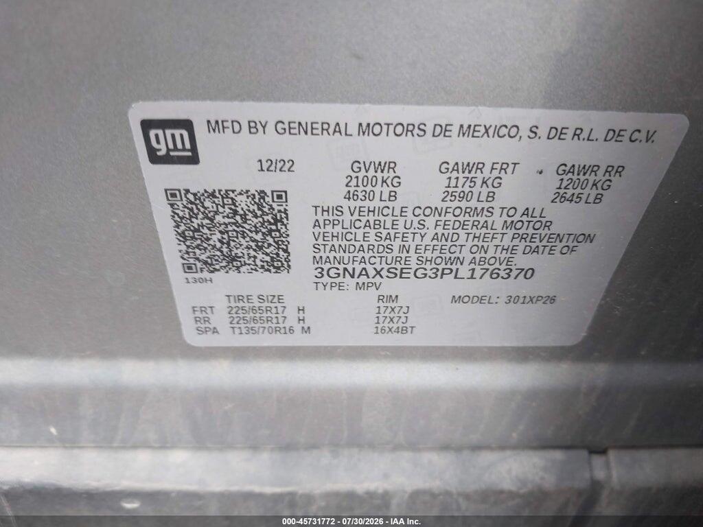 3GNAXSEG3PL176370 2023 CHEVROLET EQUINOX photo no. 9