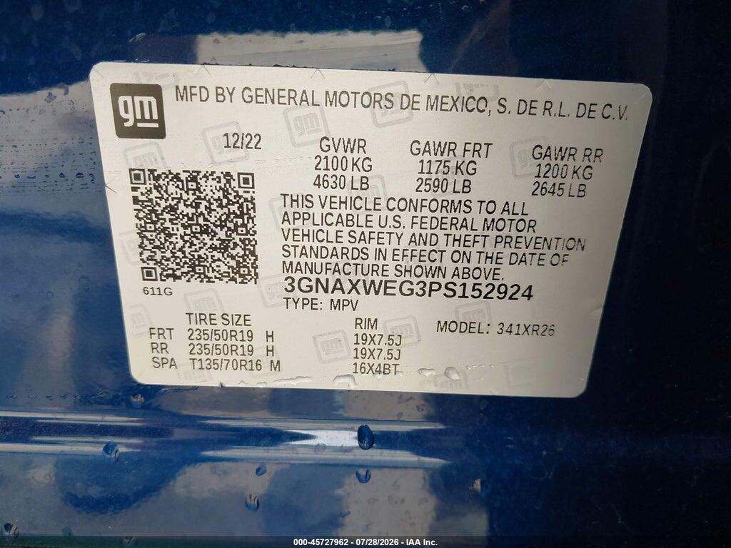 3GNAXWEG3PS152924 2023 CHEVROLET EQUINOX photo no. 9