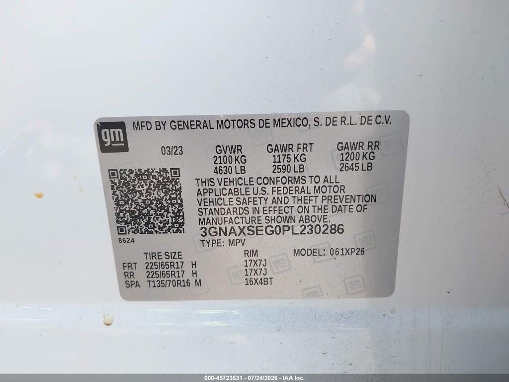 3GNAXSEG0PL230286 2023 CHEVROLET EQUINOX photo no. 9