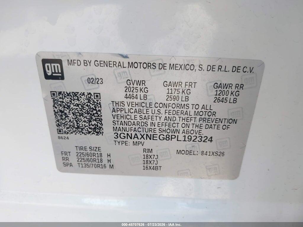 3GNAXNEG8PL192324 2023 CHEVROLET EQUINOX photo no. 9