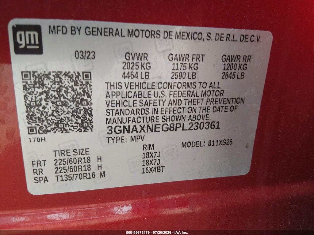 3GNAXNEG8PL230361 2023 CHEVROLET EQUINOX photo no. 9
