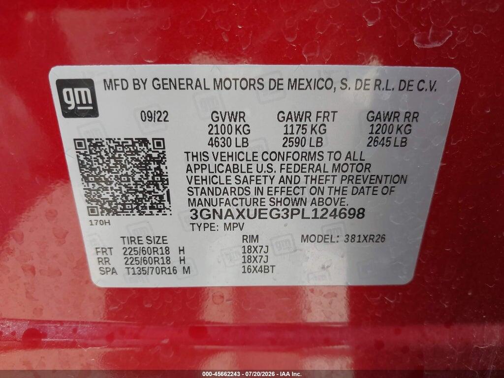 3GNAXUEG3PL124698 2023 CHEVROLET EQUINOX photo no. 9