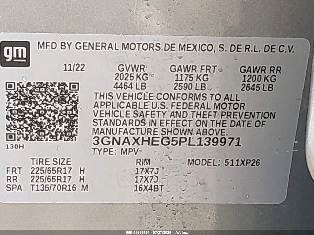 3GNAXHEG5PL139971 2023 CHEVROLET EQUINOX photo no. 9