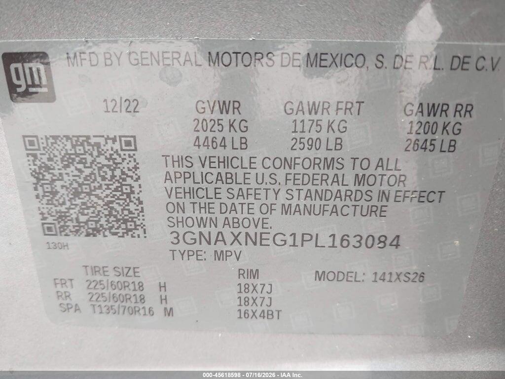 3GNAXNEG1PL163084 2023 CHEVROLET EQUINOX photo no. 9